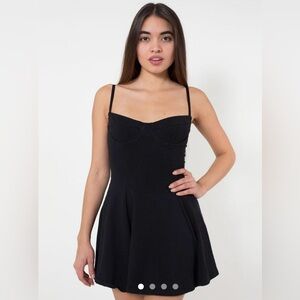 American apparel black velvet bustier skater dress
